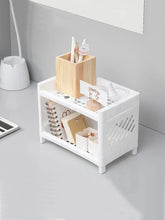Load image into Gallery viewer, PP Desktop Double Layer Storage Rack – White Organizer for Desk
