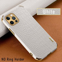 Load image into Gallery viewer, Crocodile Leather Case For iPhone 13 12 Mini Shockproof Magnetic Ring Holder Phone Cover Ultra-thin Soft Crocodile Leather Shockproof Bumper With Ring Bracket Protective Cover for iPhone
