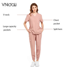Load image into Gallery viewer, high quality elastic medical uniforms Paramedic Nurse Work healthcare workers Scrubs set beauty salons dental hospitals XS-XXL
