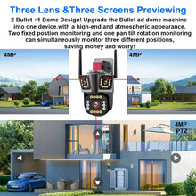 Load image into Gallery viewer, Smart PTZ Wifi Camera 6K HD Three Lens Three Screen 10X Hybrid Zoom Video Security Surveillance Camera Protection 360° Home
