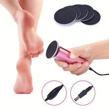 Load image into Gallery viewer, Electronic foot file pedicure sander for removing dead skin, electric callus remover with 60pcs replacement sandpaper disc
