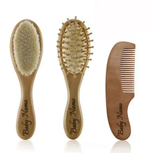 Load image into Gallery viewer, Personalized Wooden Baby Brush – Custom Name Wool Comb for Kids
