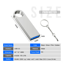 Load image into Gallery viewer, New 2025 Metal Pen Drive 2TB Cle Usb Flash Drives 1TB High Speed Pendrive 512TB 128GB Memoria Usb 3.0 For xiaomi mijia equipment

