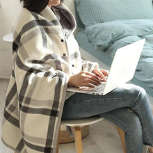 Load image into Gallery viewer, Double-Layer Tartan Plaid Blanket Scarf – Warm Winter Shawl for Women
