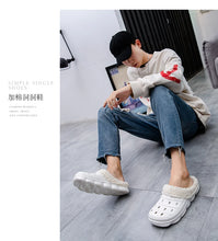 Load image into Gallery viewer, Waterproof cotton slippers for men winter 2024 new cashmere thickened warm waterproof non-slip indoor shoes
