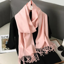 Load image into Gallery viewer, 62-Color Winter Cashmere Scarf – Warm Tassel Pashmina Wrap for Women

