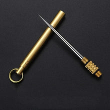 Load image into Gallery viewer, Titanium &amp; Brass Toothpick with Waterproof Bottle Tool
