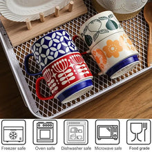 Load image into Gallery viewer, Japanese Flower Coffee Mug Set – Retro Ceramic Cup
