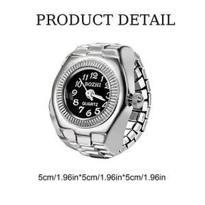 Vintage Punk Finger Watch Mini Elastic Strap Alloy Watches Couple Rings Jewelry Clock Retro Roman Quartz Watch Ring Women Girls