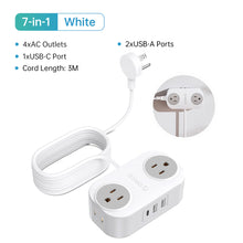 Load image into Gallery viewer, ORICO Travel Power Strip with USB C AC Outlets 3 USB Ports Wrapped Flat Plug Extension Cord with Multiple Outlets for Travel

