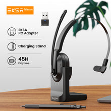 Load image into Gallery viewer, EKSA - H5 Bluetooth 5.0 Headsets, PC Wireless Headphones, 2 Mics ENC Earphones, with Charging Base USB Dongle for Office
