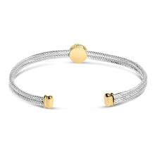 Load image into Gallery viewer, 18K Yellow Gold Plated .925 Sterling Silver Diamond Accent  and Fleur Di Lis Medallion Bangle Bracelet (I-J Color, SI1-SI2 Clarity) - 7.25 Inches
