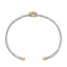 Load image into Gallery viewer, 18K Yellow Gold Plated .925 Sterling Silver Diamond Accent  and Fleur Di Lis Medallion Bangle Bracelet (I-J Color, SI1-SI2 Clarity) - 7.25 Inches
