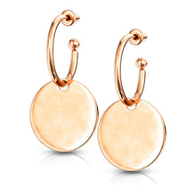 Load image into Gallery viewer, Circular Dangle Stainless Steel Stud Hoop Earrings
