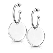 Load image into Gallery viewer, Circular Dangle Stainless Steel Stud Hoop Earrings

