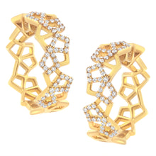Load image into Gallery viewer, 14K Yellow Gold 3/4 Cttw Diamond Honeycomb Hoop Earrings (G-H Color, SI1-SI2 Clarity) - 24MM
