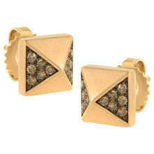 Load image into Gallery viewer, 14K Rose Gold 1/4 Cttw Brown Diamond Pyramid Stud Earring (Brown Color, SI1-SI2 Clarity)
