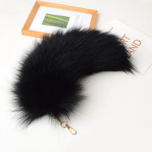 Load image into Gallery viewer, Plush-Fox Tail Keychain Furry Racoon Tail Keyring Keychain 28cm Animal Tail Key-Pendant Pompoms Keyring Holder Bag-Decor
