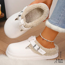Load image into Gallery viewer, Winter Warm Fluffy Clogs Slippers Women Eva Waterproof Non Slip Home Slides Woman Lightweight Soft Sole Fuzzy Cotton Slippers
