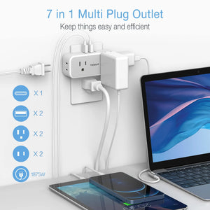 TESSAN Multi Outlet Splitter with 8 AC Outlets & 3 USB (1 USB C) Surge Protector Multi Outlet Extender for Home Office Dorm