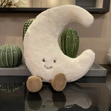 Load image into Gallery viewer, Adorable Smile Face White Moon Yellow Sun Plushie Stuffed Cute Cartoon Weather Plush Toy for Kid Bedroom Decor Sofa Throw Pillow
