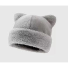 Load image into Gallery viewer, Leopard print plush teddy bear hat for women, sweet and cute, thick and warm, retro and versatile, hooded beanie.
