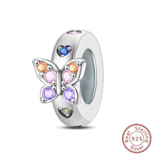 Load image into Gallery viewer, 100% 925 Sterling Silver Rainbow Zircon Butterfly Dragon Silicone Stopper Charms - Colorful Beads for DIY Bracelets, Customizable Jewelry for All Occasions
