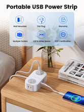 Load image into Gallery viewer, ORICO Travel Power Strip with USB C AC Outlets 3 USB Ports Wrapped Flat Plug Extension Cord with Multiple Outlets for Travel
