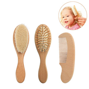 Baby Hair Brush and Comb for Newborns Super Soft Wool Brush with Wooden Handle Natural Bristles Hairbrush Infant Head Massager