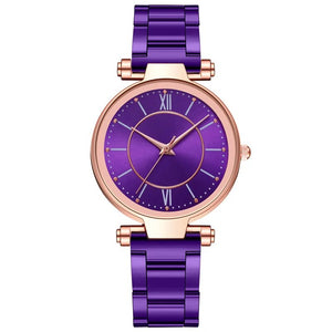 Luxury Rose Gold Stainless Steel Watches Female Classic Round Dial Quartz Watch Women Business Wristwatches Wrist Jewelry Reloj