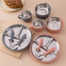 Load image into Gallery viewer, 5PCS Baby Feeding Set Stainless Steel Plates with Silicone Sucker
