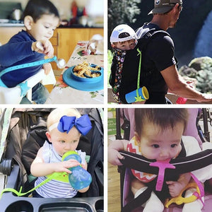 Baby Stroller Hook Silicone Star Pacifier Chain Non-toxic Teether Strap Kids Toy Holder Stroller Organizer Stroller Accessories