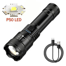 Load image into Gallery viewer, High Strong Power Led Flashlights 2000LM Tactical Torch with Display Light USB Charging Camping Fishing Emergency Zoom Lantern
