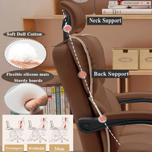 Load image into Gallery viewer, Executive Office Chair with Foot Rest High Back Office Chair Computer Gaming Chairs Big and Tall PU Leather Office Brown
