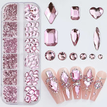 Load image into Gallery viewer, 2400+ Shiny Clear Crystal Nail Rhinestones - Mixed Sizes &amp; Shapes Flatback Gems
