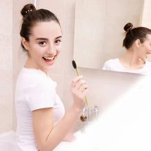 Load image into Gallery viewer, Natural Colorful Toothbrush Eco Soft Bristle Bamboo Toothbrush Bamboo Charcoal Vegan Tooth Dental Oral Care Plastic Free 10Pcs
