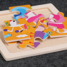 Load image into Gallery viewer, 11cm/4.33in Kids Wooden Jigsaw Puzzle Games Cartoon Animal Vehicle Pattern Children Montessori Educational Toys
