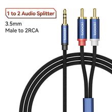 Load image into Gallery viewer, Toocki Jack 3.5 to 2 RCA Aux Cable 3.5mm Jack to 2RCA Male Splitter Audio Wire for TV PC Amplifier Home Theater DVD Speaker Cord
