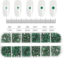 Load image into Gallery viewer, 2400+ Shiny Clear Crystal Nail Rhinestones - Mixed Sizes &amp; Shapes Flatback Gems
