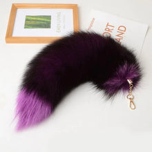 Load image into Gallery viewer, Plush-Fox Tail Keychain Furry Racoon Tail Keyring Keychain 28cm Animal Tail Key-Pendant Pompoms Keyring Holder Bag-Decor
