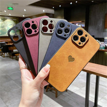 Load image into Gallery viewer, Cute Love Heart Leather Phone Case Soft Shockproof Case for Women Fashion Love Heart Leather Phone Case For iPhone 13 12 11 Pro Max X XR XS Max Camera Protection Soft Back Phone Cover For Couples
