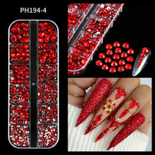 Load image into Gallery viewer, 12 Grids Mixed Nail Rhinestones - SS6-SS30 Flat-Back Glass Gems for Nail Art
