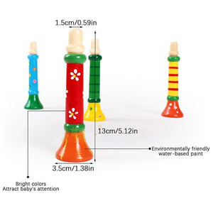 1pc Wooden Trumpet Education Toy Safe Non-toxic Trumpet Piccolo Piccolo Flute Small Speakers Kid Musical Instrument