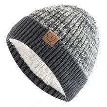 Load image into Gallery viewer, New Unisex Two-Tone Winter Hats Add Fur Lined Men And Women Fashion Warm Beanie Cap Casual Winter Knitted Hats
