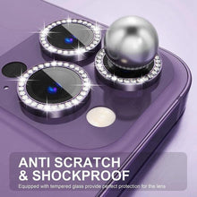 Load image into Gallery viewer, Bling Glitter 9h Hardness Drop-proof Metal Individual Ring Protector For Iphone 14 Pro Max Diamond Metal Camera Protector On For Iphone 14 Plus 14pro Max 14 Pro Camera Protector 3pcs/set Lens Glass
