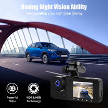 Load image into Gallery viewer, 3 Camera 1080P HD Dash Recorder 2.0-Inch IPS Screen Night Vision Recorder Large Wide Angle Cycle Recording
