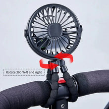 Load image into Gallery viewer, Multifunctional Stroller Mini Fan with USB Charging &amp; Phone Holder
