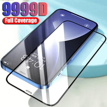 Load image into Gallery viewer, 9999D Full Cover Tempered Glass For IPhone 11 12 13 Pro Max X XS Max XR Screen Protector On IPhone 12 Mini Protective Film  Edge To Edge Full Coverage And 9H Hardness Anti-Scratch Shockproof Protection Screen Cover Shield
