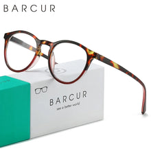 Load image into Gallery viewer, BARCUR Simple Men’s Presbyopia Glasses Comfortable Lightweight Leopard Pattern PC Anti-Slip Round Frame Transparent Acrylic Lenses for Women’s Reading Glasses
