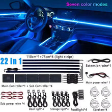 Load image into Gallery viewer, Universal 18-in-1 RGB Car Ambient Light – Interior Neon Strip Kit

